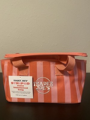 Trader Joe's Striped Mini Insulated Pink Summer Edition New w/Tags ready in hand