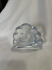 Etched Crystal Glass Art Paperweight Fairy And Moon Enchanted Fantasy Collection