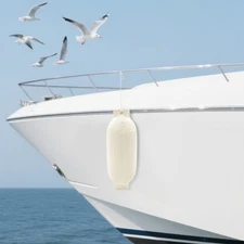Boat Fenders Inflatable Ribbed Boat Bumpers for Docking White 68*21cm