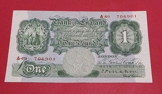 B212 Rare Mahon £1 A49 First Series Note 1928 Gef / Aunc