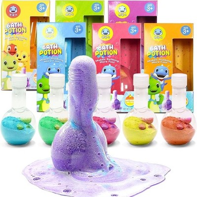 6 Pack Kids Bath Bomb Potion Set, Colorful Bubble Foam Magical Fizz Bath Toys Ag