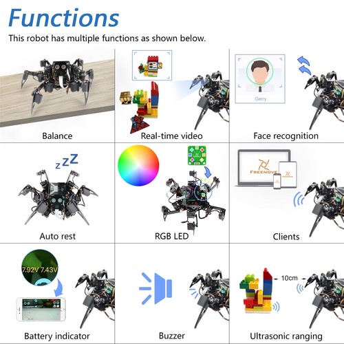Big Hexapod Robot Kit for Raspberry Pi 5 4 B 3 B+ Zero 2 W, Walking, Self Bal... - Picture 4 of 7
