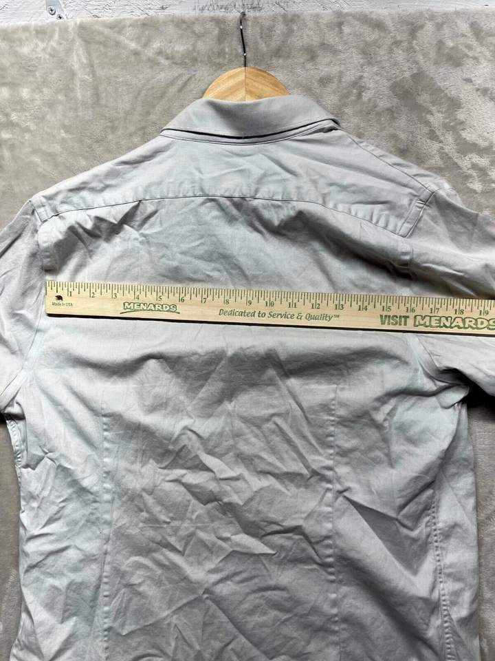 Camisa de vestir Express 1MX para hombre talla M gris Oxford manga larga cuello abotonado Foto 3 de 4