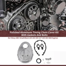Polished Aluminum Timing Chain Cover Kit With Gaskets And Bolts for Chevy