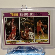 Topps 1981-82 Caldwell Jones Julius Erving Maurice Cheeks 76ers Team Leaders #59