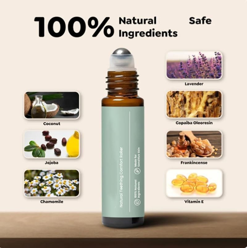 2 pcs Teething Roller, 100% Natura Teething Comfort Roller Relief Roller