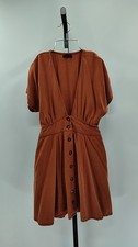 Quince Women Vintage Wash Tencel Button Front Dress Terracotta XS