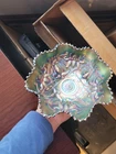 Nice Purple Northwood Carnival Glass Wishbone Pattern Footed Bowl