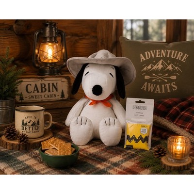 Scentsy Snoopy Beagle Scouts Buddy Plush 16'' w/ Good Grief Scent Pak Peanuts