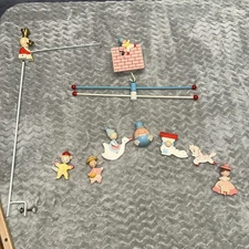 Vintage Wood Hand Painted By Irmi Mother Goose Humpty Musical Mobile WORKS Box