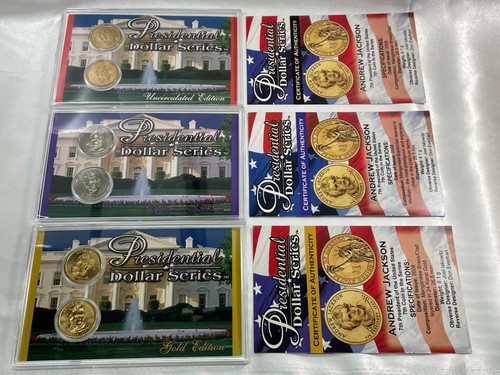 2008 PRESIDENTIAL DOLLAR SERIES, ANDREW JACKSON UNC+PLATINUM+GOLD #C173