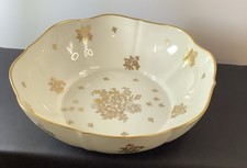 Vtg Elegant Limoges France Gold Rose Hand Painted Bowl ,Scalloped Gold Rim 9 W
