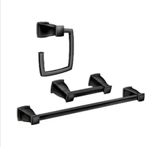 (1) 🔥NEW Moen Hensley 3-pc Bath Accessory Kit - MATTE BLACK - MY3593BL L🔥