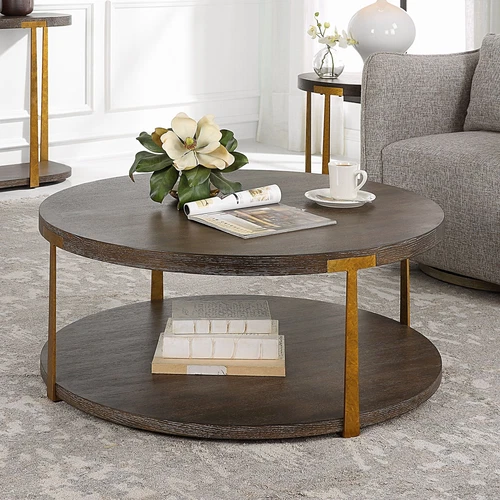 Uttermost Palisade Round Wood Coffee Table - Picture 5 of 5