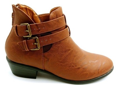 Wild Diva Womans Manny Double Strap Ankle Bootie Brown Cushioned  Sz 6  NEW