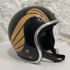 Vintage Arthur Fulmer AF-40 Motorcycle HELMET Black Gold WINGS 1970s sz Large
