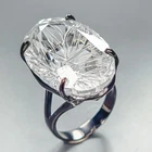 Antique 43 ct Natural Quartz Ring 925 Sterling Silver Size 8 /R463726