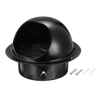 4'' Vent Round Cover Stainless Steel Exterior Wall Round Air Vent Black