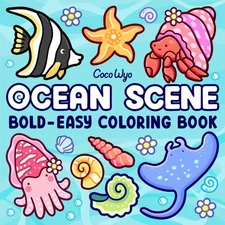 Ocean Scene Coloring Book 52 Bold Easy Pages for Stress Relief Art Fun