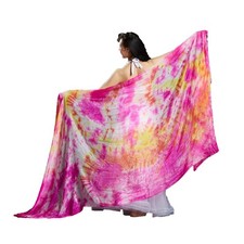 Women Colorful Professional Belly Dance Silk Veils Hand Made Tie Dyed Scarf Wrap