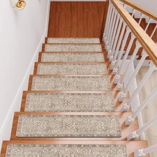 15PCS 8"x30" Non-Slip Stair Treads, Polyester (PET) Carpet with Rubber Backing,