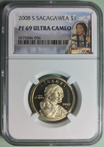 2008 S Sacagawea $1 One Dollar Coin PF 69 Ultra Cameo NGC Graded 