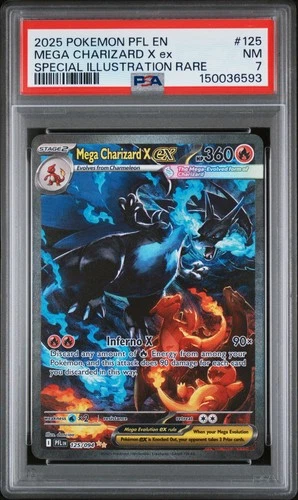 2025 POKEMON PHANTASMAL FLAMES SPECIAL ILLUSTRATION MEGA CHARIZARD X EX PSA 7