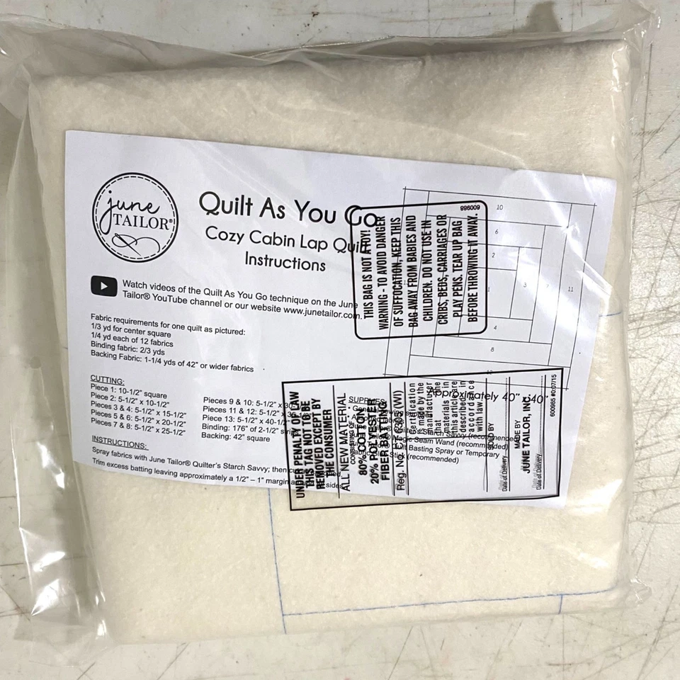 June Tailor Quilt-As-You-Go Cozy Cabin Quilt Pattern Sew by Number Crafting DIY - Image 2 of 2