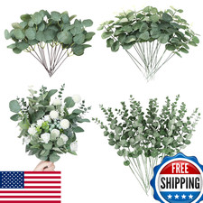 Giegxin 90 Pcs Mixed Eucalyptus Leaves Stems Bulk Artificial Silver Dollar