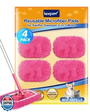 KEEPOW Pink Reusable Dry Sweeping Cloths Microfiber Wet Mop Pads Compatible w