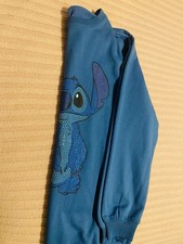 Disney Stitch Sweatshirt NWT Blue Rhinestone Graphic Pullover Long Sleeve Size L