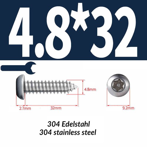 Tornillos de perforación acero inoxidable VA2 TORX cabeza de lente/cabeza avellanada autorroscante Ø2.9-4.8 mm - Imagen 52 de 55