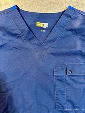 Wonder Flex Scrubs Top/Shirt Women s Size Large Blue V-Neck Scrub w/Pockets