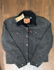 LEVI'S WOMEN'S SHERPA ORIGINAL TRUCKER JACKET Jean Jacket Cameras Off Black XS