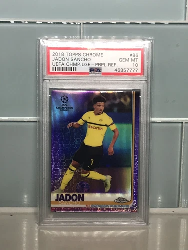 PSA 10 2018-19 Topps Chrome UEFA Purple Refractor Jadon Sancho RC SP #/250
