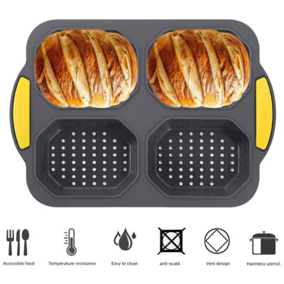 Non-stick Silicon Cake Bread Loaf Pan Tins Baking Holes Mould