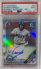 Wander Franco 2019 Bowman Chrome Prospect Auto Refractor #d/499.  PSA 9   #CPAWF