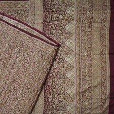 Vintage Purple Sarees 100 Pure Silk Floral Printed Sari 6YD Soft Craft Fabric