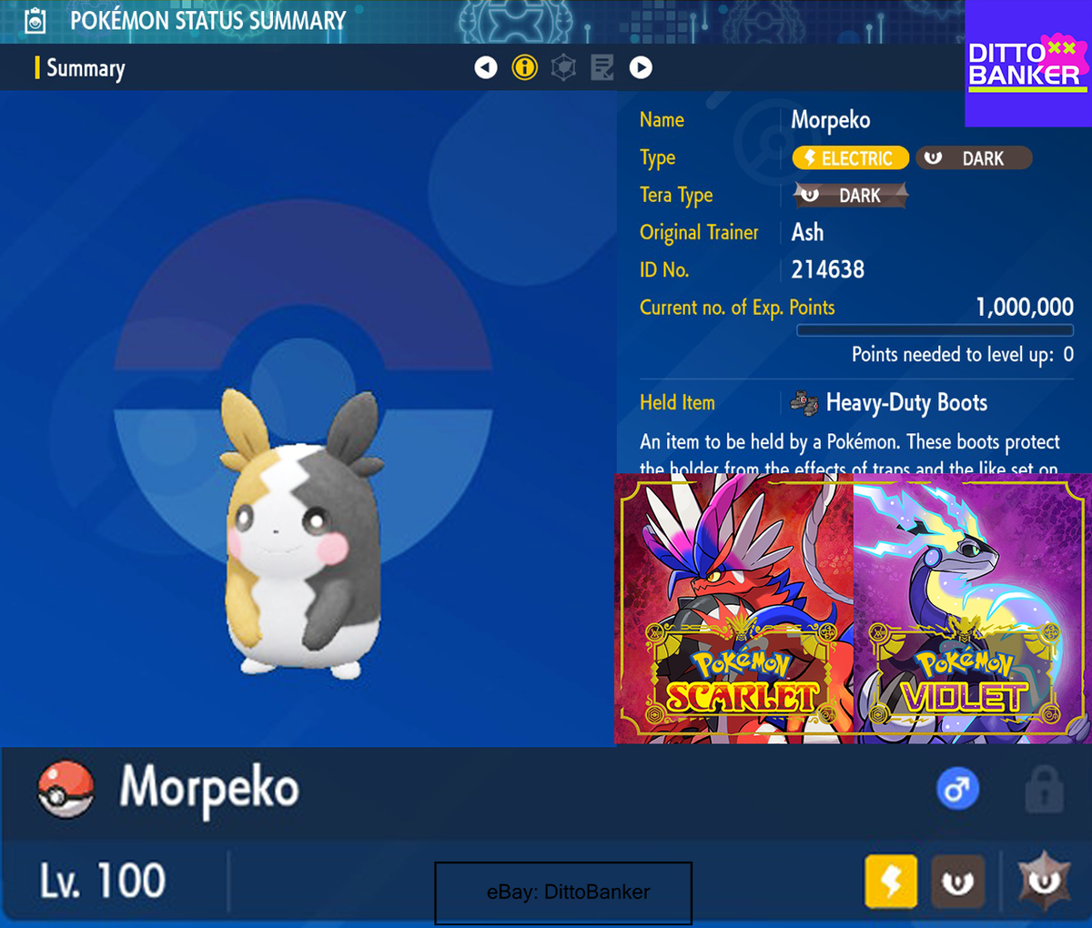 Pokemon Scarlet/Violet ✨SHINY MORPEKO Lv100 Jolly 6IV w/ Heavy