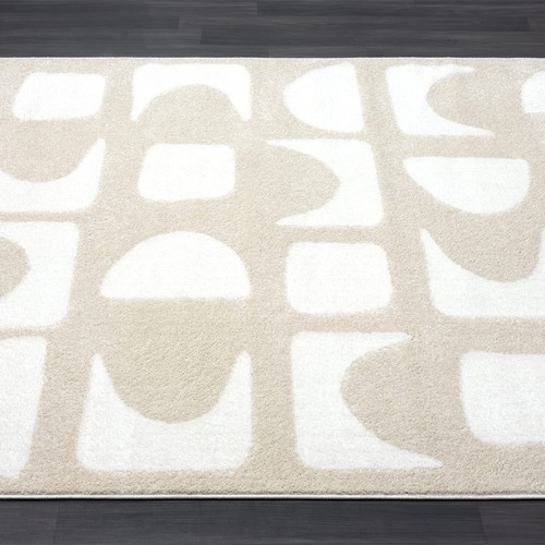 Abani Nuevo Collection Area Rug - Modern Geometric Beige/Cream Design - 5'3" ... - Picture 7 of 9