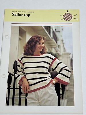 Sailor Top Women's Sweater Knitting Pattern Card