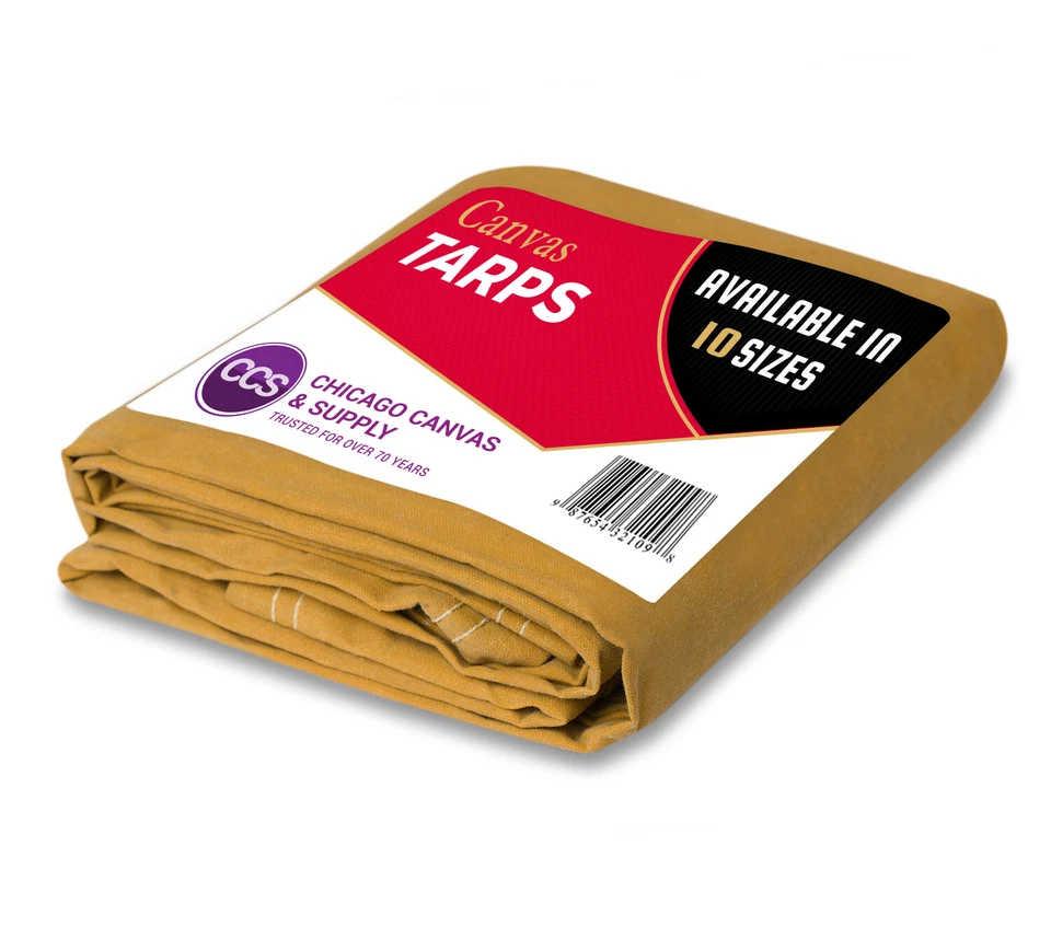 12ft X 16ft Olive Canvas Tarp 18oz Extra Heavy Duty Water Resistant Tarpaulin