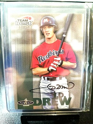 1999 J.D.DREW TEAM BEST MEMPHIS REDBIRD'S ROOKIE ON CARD AUTO. GEM.