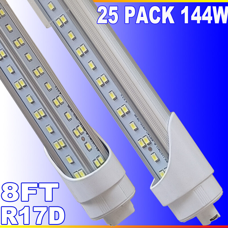 25Pcs T8 8Ft R17D HO Base Led Tube Light Bulbs 144W 8 FOOT Led Shop Light 6500K