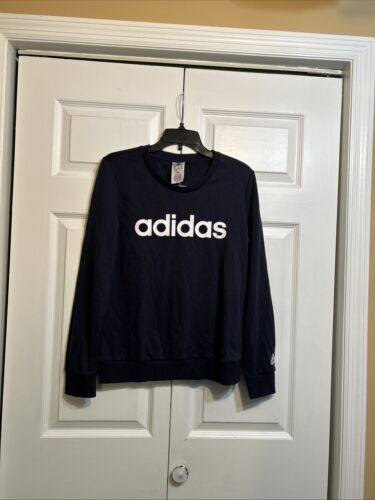 NWT Adidas Women's Lin Ft Soft Graphic Logo Sweatshirt Size S Small Blue White
