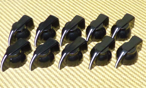 FLAT TOP CHICKEN HEAD KNOB, Black in Color,  SET SCREW BRASS INSERT, Set of 10