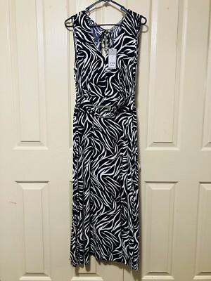 NEW Navy White Sleeveless Maxi Dress Belted Buckle Ladies Womens Size 10 $89.99