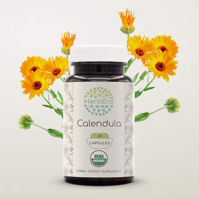 HerbEra Calendula 60/120 Capsules, 500 mg, Organic (Calendula Officinalis)