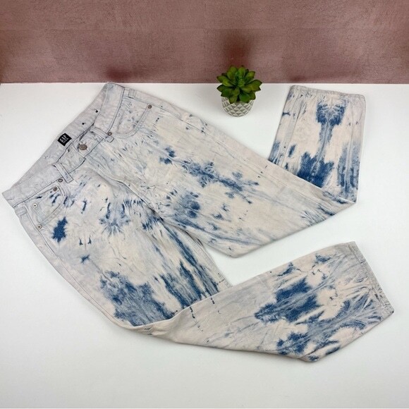 Gap Cheeky Straight Acid Wash Tie Dye Blue Denim Jean… Gem
