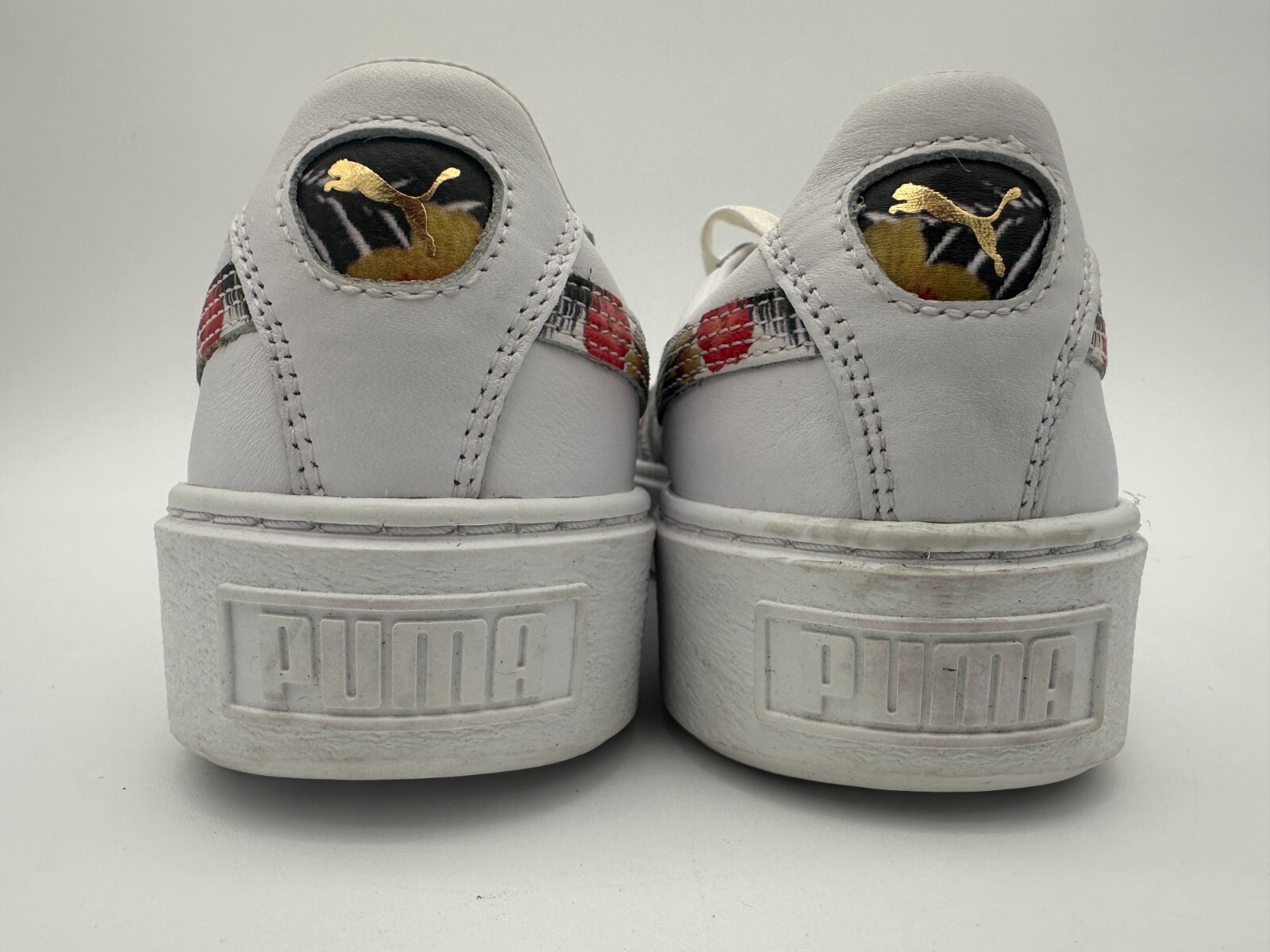 Puma Kids Unisex Basket Platform Aloha Size 6.5C White image 4